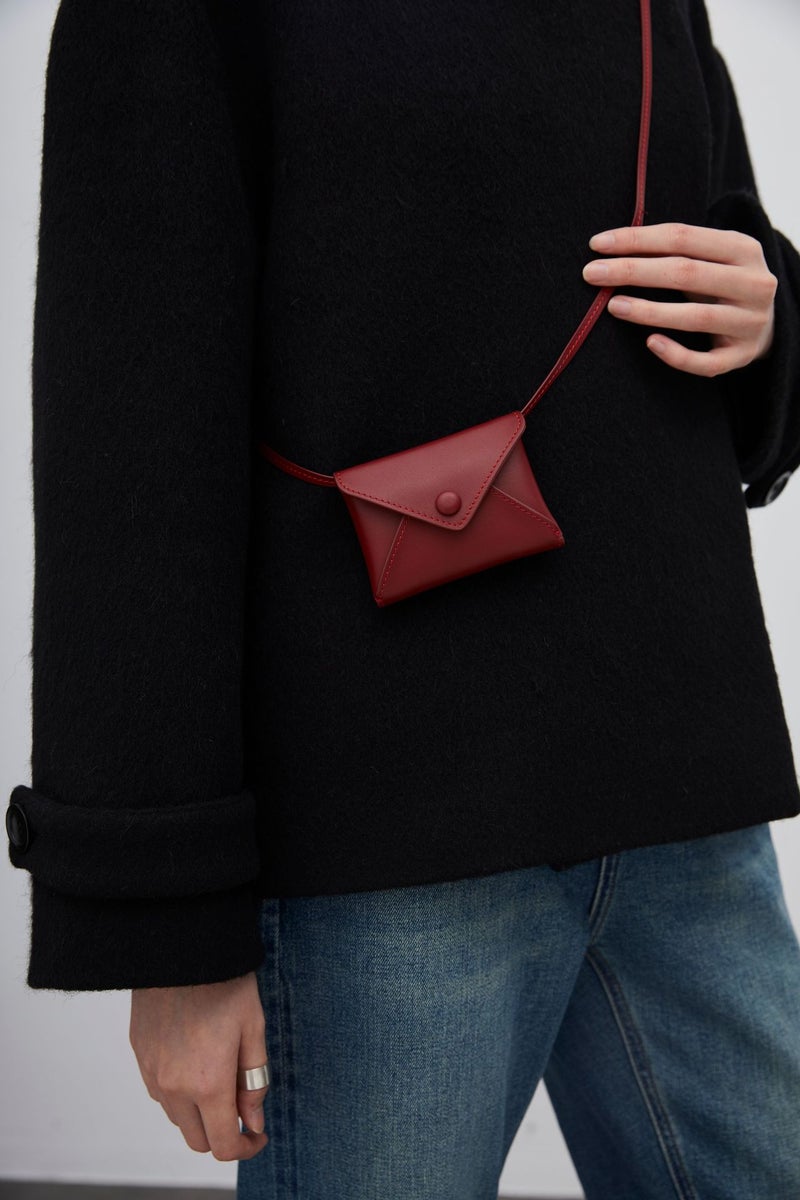 Fashionable item! row style bean bag Womens Mini waist bag genuine leather design with crossbody underarm card bag Wine Red replenishment