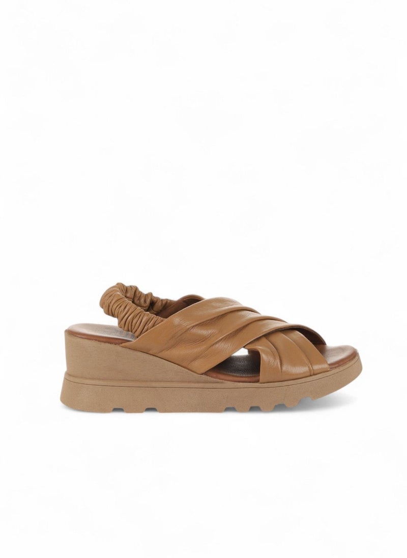 BUENO Women's Wedge Sandals – Criss-Cross Slip-On Design with Elastic Backstrap and Cushioned Sole for Effortless Comfort - Image 1