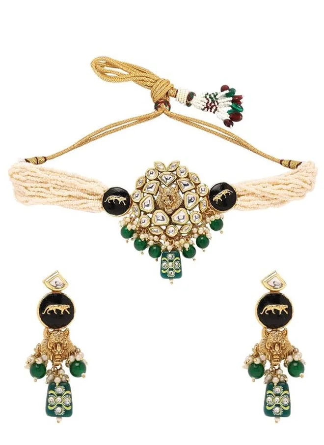برياسي Elegant Women Brass Jewellery Set with pattern and secured with closure and styled in ideal for Western moments — a must-have for your statement wardrobe.