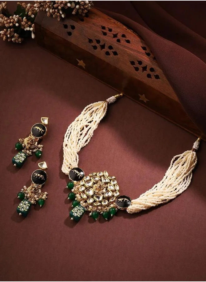 برياسي Elegant Women Brass Jewellery Set with pattern and secured with closure and styled in ideal for Western moments — a must-have for your statement wardrobe.