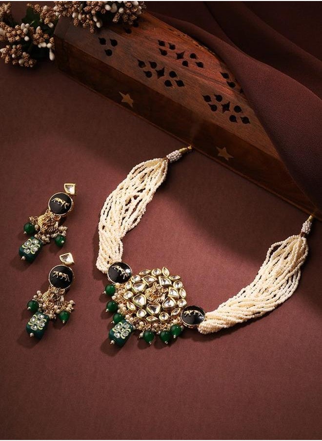Priyaasi Elegant Women Brass Jewellery Set with pattern and secured with closure and styled in ideal for Western moments — a must-have for your statement wardrobe.  - Image 1