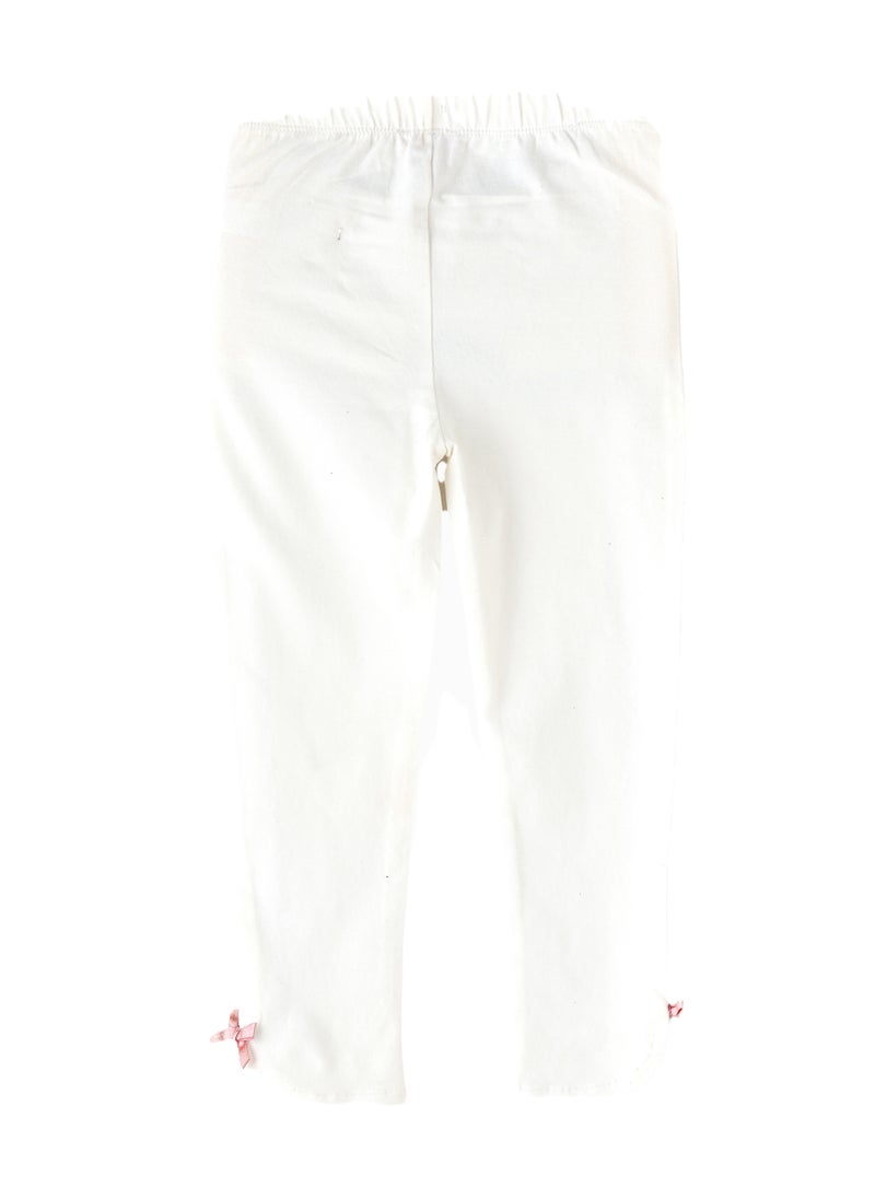 Jelliene Girls Soft Cotton Leggings with Pink Bow Accents  - Image 1