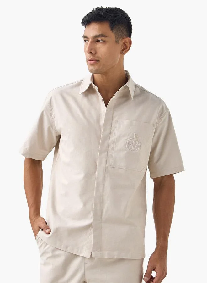 Emperor Embroidered Shirt with Pocket and Short Sleeves