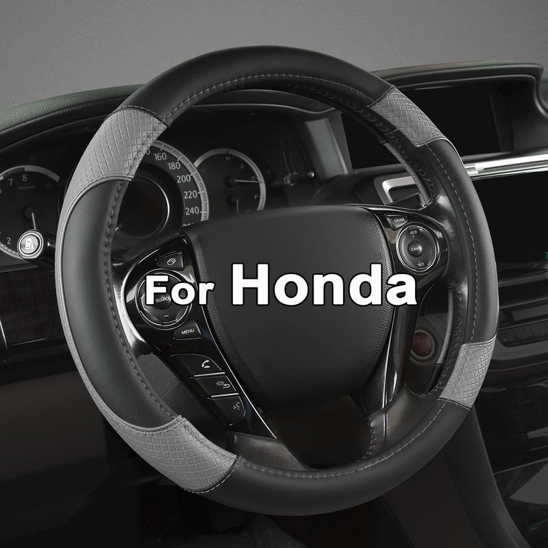 GIANT PANDA غطاء عجلة القيادة لهوندا سيفيك (2006-2015)، CR-Z، إنسايت، S2000 (رمادي + أسود - مقاس صغير) - Image 1