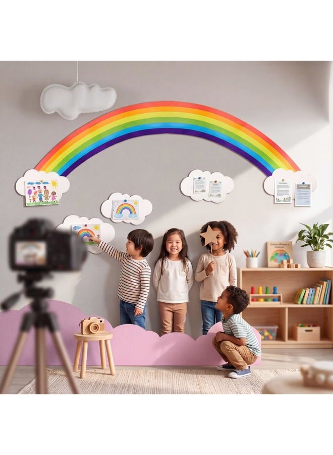 Sumind Jumbo Rainbow Cardboard Wall Decal Colorful Rainbow Cloud Cutouts Paper Centerpiece Decoration for Unicorn Birthday Party Supplies Room Decor - Image 5