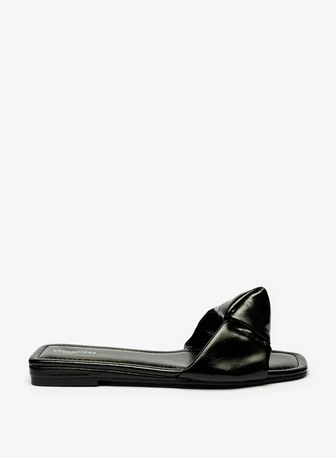 شو اكسبرس Women Solid Slip-On Slide Sandals with Knot Detail