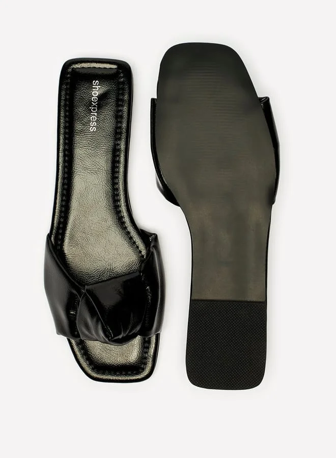 شو اكسبرس Women Solid Slip-On Slide Sandals with Knot Detail