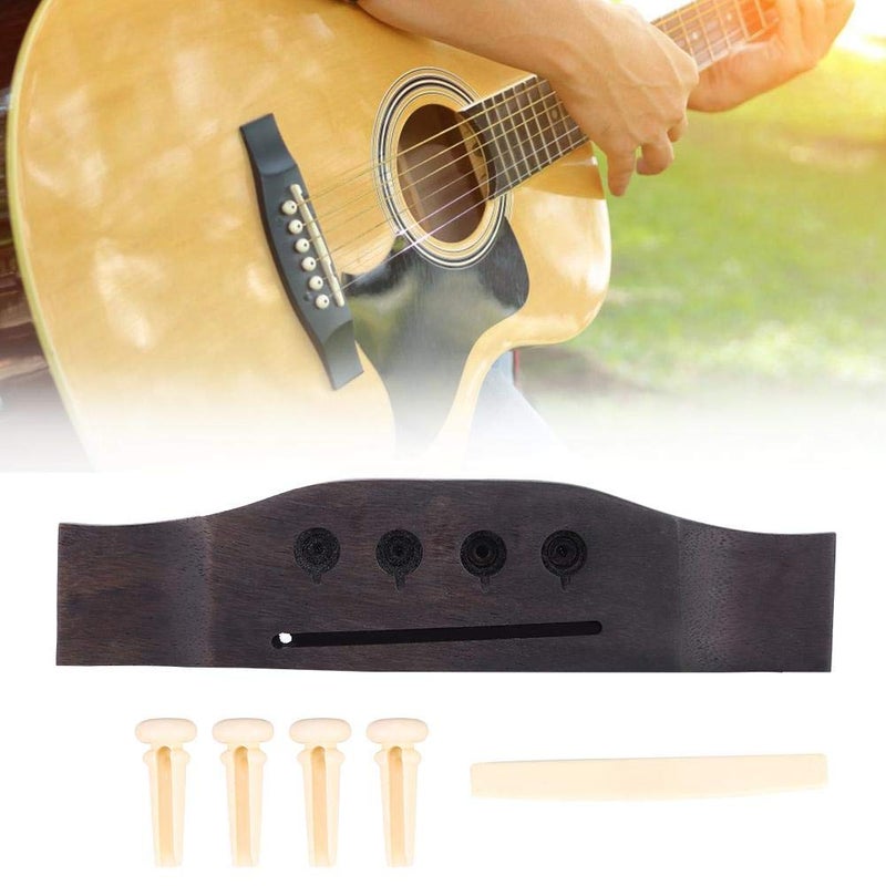Dilwe 4 Strings Bass Bridge, Rosewood Bridge Saddle and Pins for 4-String Folk Acoustic Bass Accessory Parts Wooden guitar accessories - Image 2