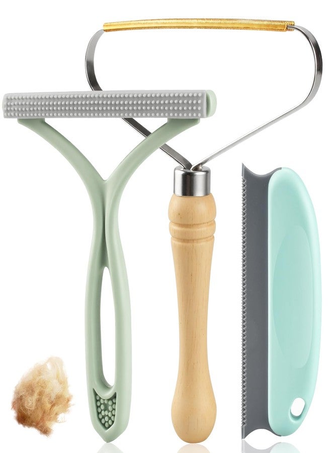 AXEGY Pet Hair Removal Tool 3 Pack Dog Cat Hair Remover Carpet Scraper Rake Fur Removal Brush Lint Remover Shaver for Car Furniture Couch Green - Image 1