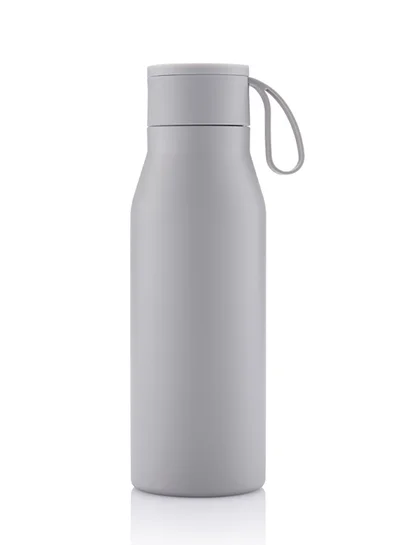 Hans Larsen R-NEBRA - CHANGE Collection Recycled Stainless Steel Vacuum Bottle with Loop - Grey
