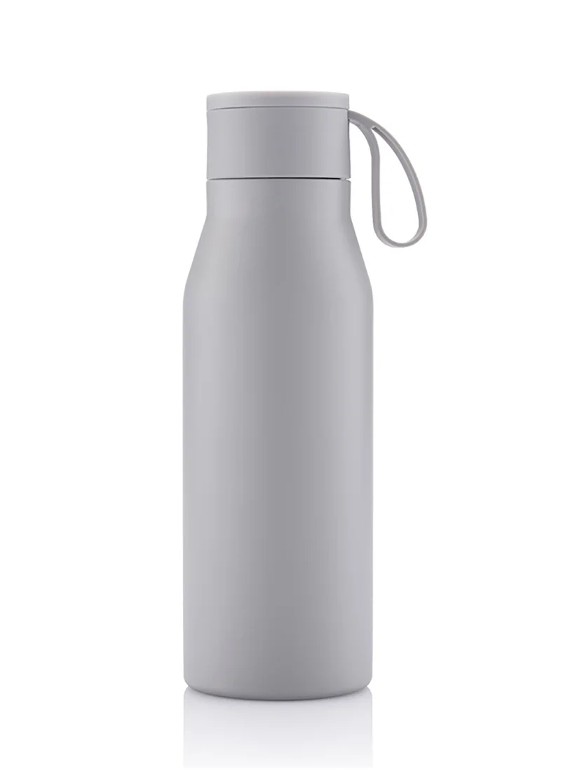 Hans Larsen R-NEBRA - CHANGE Collection Recycled Stainless Steel Vacuum Bottle with Loop - Grey