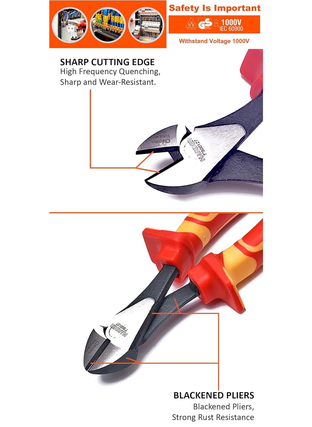 Harden HARDEN 7 Insulated Diagonal Cutting VDE Plier Withstand 1000V 800127  - Image 3