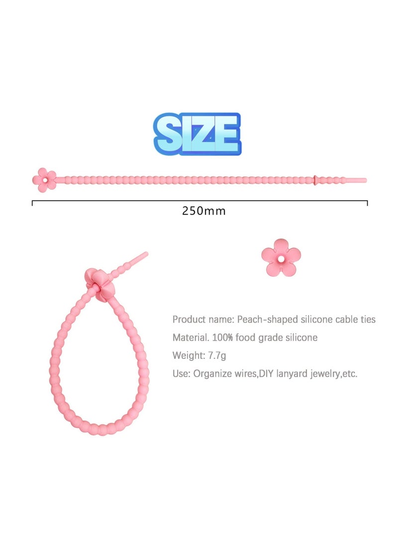 Loquat Cable Ties Silicone Zip Ties  Reusable Cable Management Organizer Straps  for Keychain Bracelets Clothing Accessories Handmade Lanyards Bundling and Fastening Cable 20 PCS - Image 3