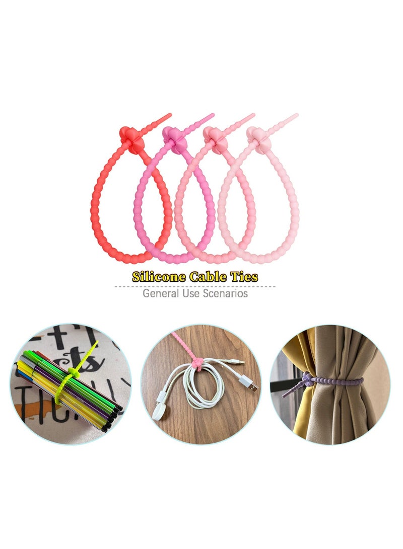 Loquat Cable Ties Silicone Zip Ties  Reusable Cable Management Organizer Straps  for Keychain Bracelets Clothing Accessories Handmade Lanyards Bundling and Fastening Cable 20 PCS - Image 4