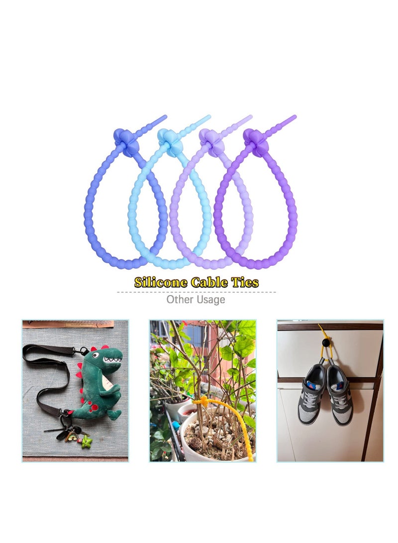 Loquat Cable Ties Silicone Zip Ties  Reusable Cable Management Organizer Straps  for Keychain Bracelets Clothing Accessories Handmade Lanyards Bundling and Fastening Cable 20 PCS - Image 5