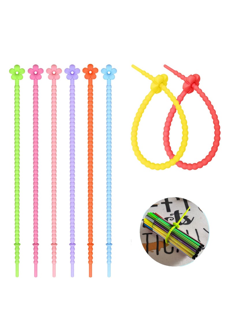 Loquat Cable Ties Silicone Zip Ties  Reusable Cable Management Organizer Straps  for Keychain Bracelets Clothing Accessories Handmade Lanyards Bundling and Fastening Cable 20 PCS - Image 1