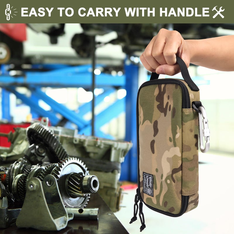 RE ROUGH ENOUGH Rough Enough Small Tool Bag with Zipper 9" Portable Tool Pouch Case, Heavy-Duty Padded Organizer for Electricians, Motorcycle Repair and Camping, Camo - Image 3