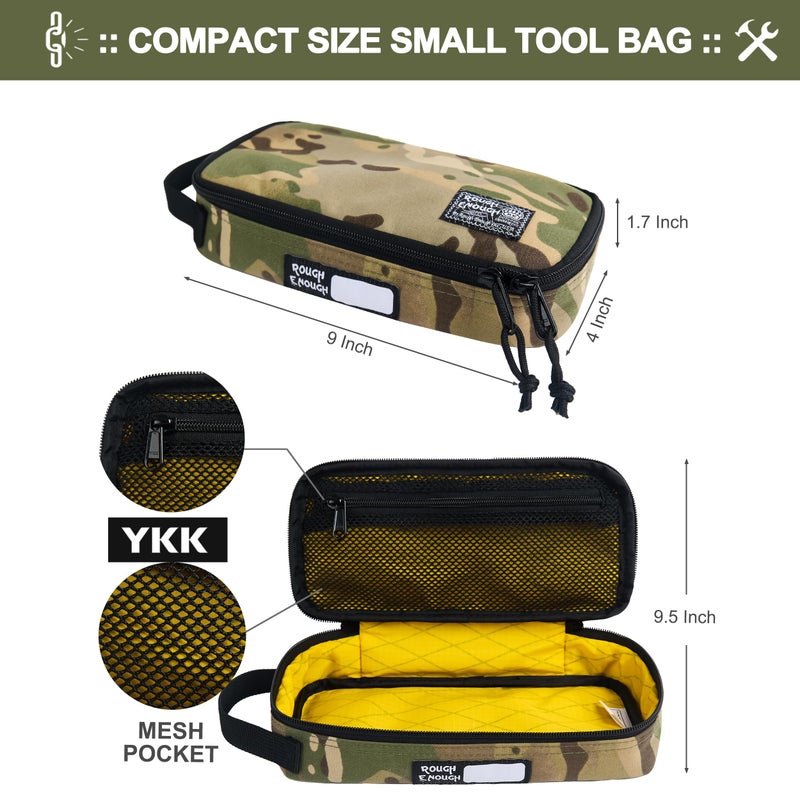 RE ROUGH ENOUGH Rough Enough Small Tool Bag with Zipper 9" Portable Tool Pouch Case, Heavy-Duty Padded Organizer for Electricians, Motorcycle Repair and Camping, Camo - Image 5