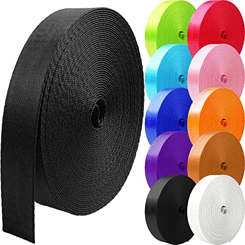 Grosun 10 Yards Nylon Webbing 1 inch 1.5 inch 2 inch Webbing Nylon Strap Backpack Straps Belt, 10 25 50 3.3 Yards Webbing (Black, 1 inch) - Image 1