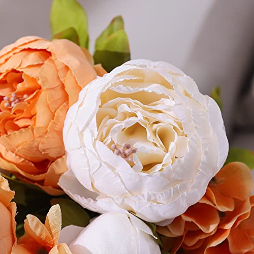 Duovlo Artificial Peony Silk Flowers Fake Flowers Vintage Wedding Home Decoration,Pack of 1 (New Orange) - Image 5