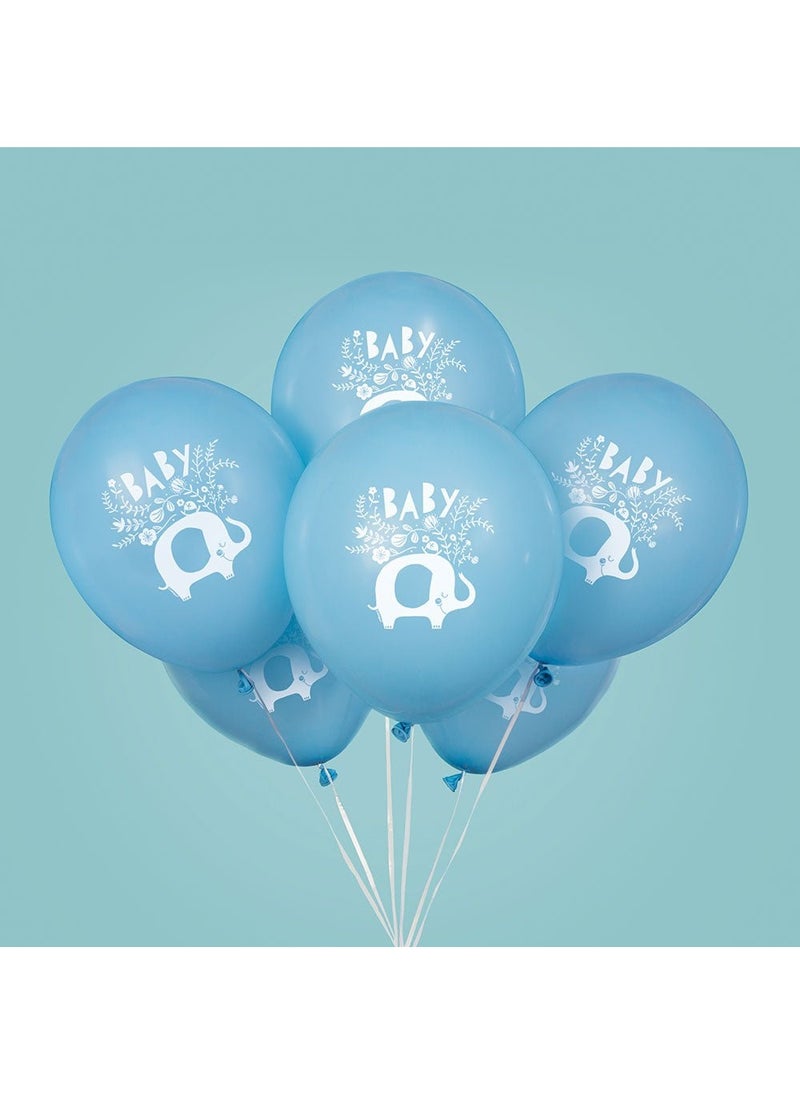 يونيك بالونات حفل استقبال المولود على شكل فيل من اللاتكس الأزرق، 30 سم، عبوة من 8 قطع - Image 2