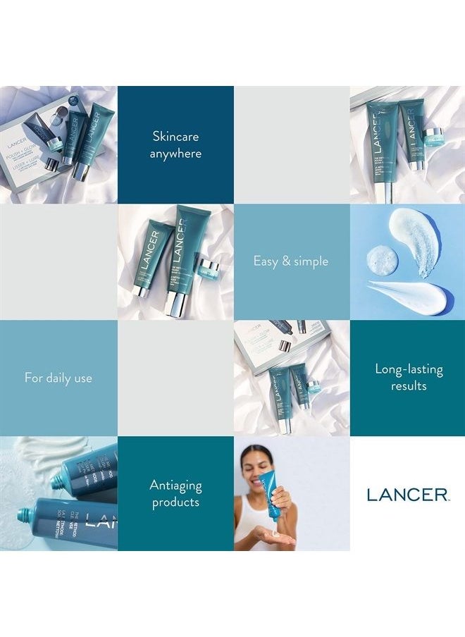 Lancer Skincare Polish and Glow 3-Piece Set with The Method: Polish, Cleanse, and Nourish for Normal or Combination Skin