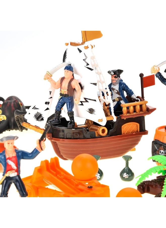 PowerTRC PowerTRC Pirate Action Figures with Pirates, Sea Monsters, Boats, Treasure Chests, Cannons and Figurines Playset for Kids  - Image 1