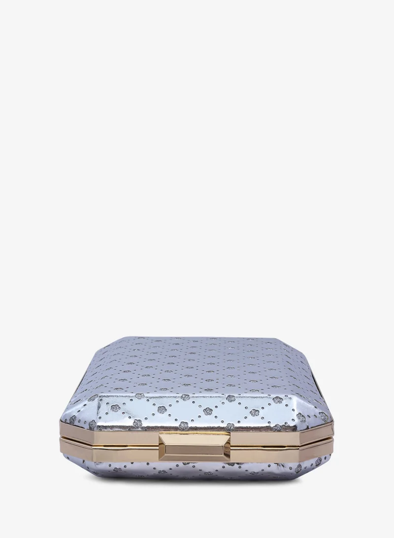 London Rag London Rag Silver Metallic Cut Out Clutch Bag