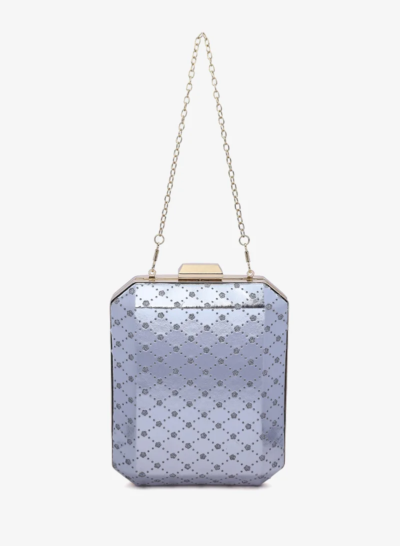 London Rag London Rag Silver Metallic Cut Out Clutch Bag