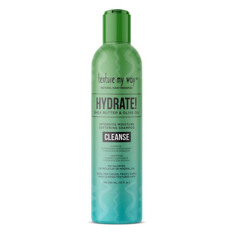 Texture My Way Natural Hair Therapies Hydrate Hair Moisture Intensive Softening Shampoo Ideal for Coiled Frizzy Curly Hair 12 oz