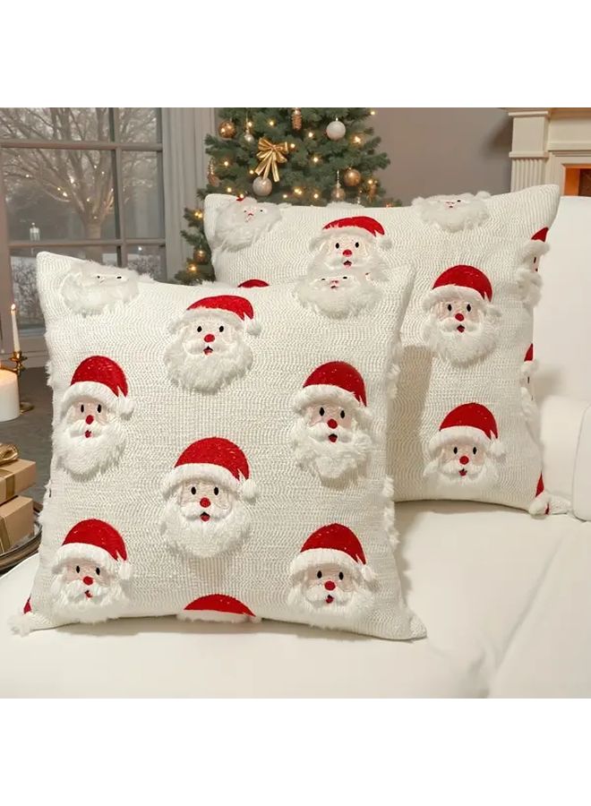 Nordic Santa Hug Pillowcase 18x18 Inch Plush Christmas Cushion Cover - Image 1