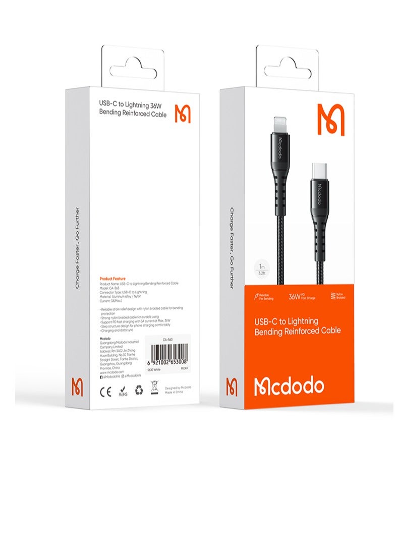 MCDODO CA5631  USB-C TO LIGHTNING 36W DATA CABLE 1M  BLACK - Image 2