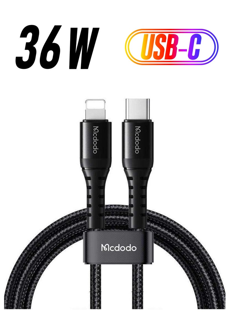 MCDODO CA5631  USB-C TO LIGHTNING 36W DATA CABLE 1M  BLACK - Image 1