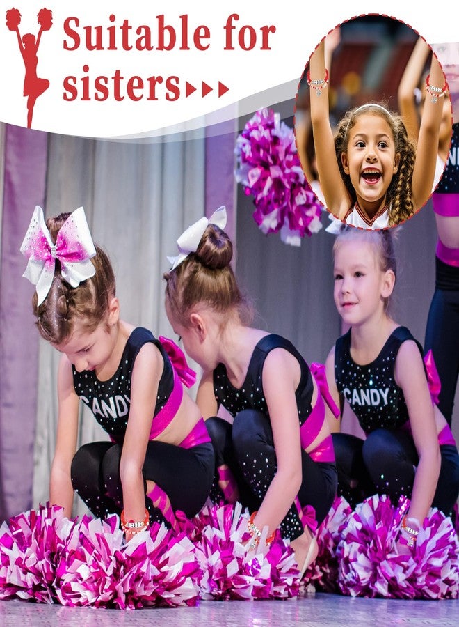 yesaior 48 Pcs Cheerleader gifts for Women Cheer Bracelets Stackable Friendship Bracelets Heishi Surfer Bracelets Cheer Team Gifts for Cheerleaders (red) - Image 5