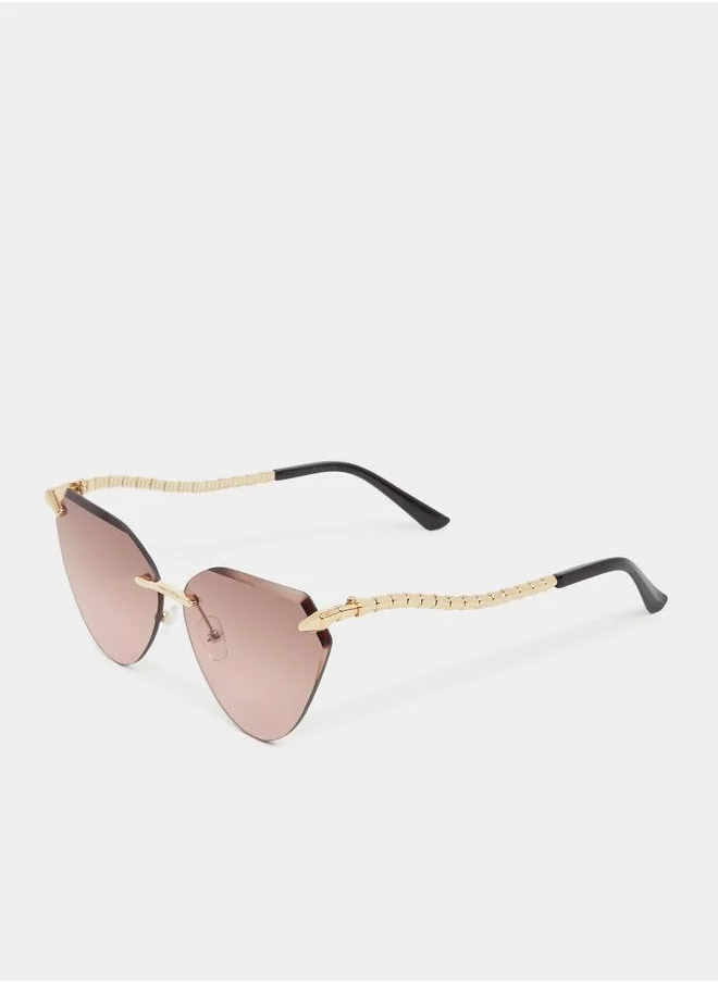 Styli Styli Rimless Cat Eye Sunglasses with Adjustable Nose Pads