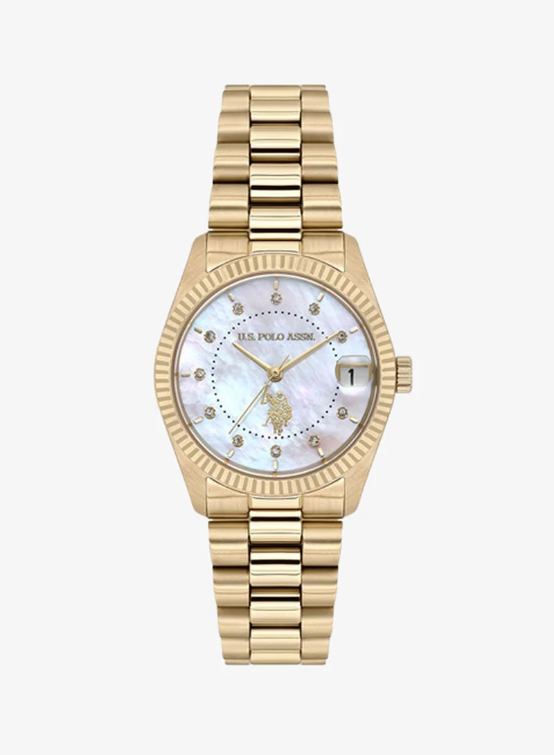 U.S. Polo Assn. New Stainless Steel Bracelet Quartz Analog Watch for Women, 32mm