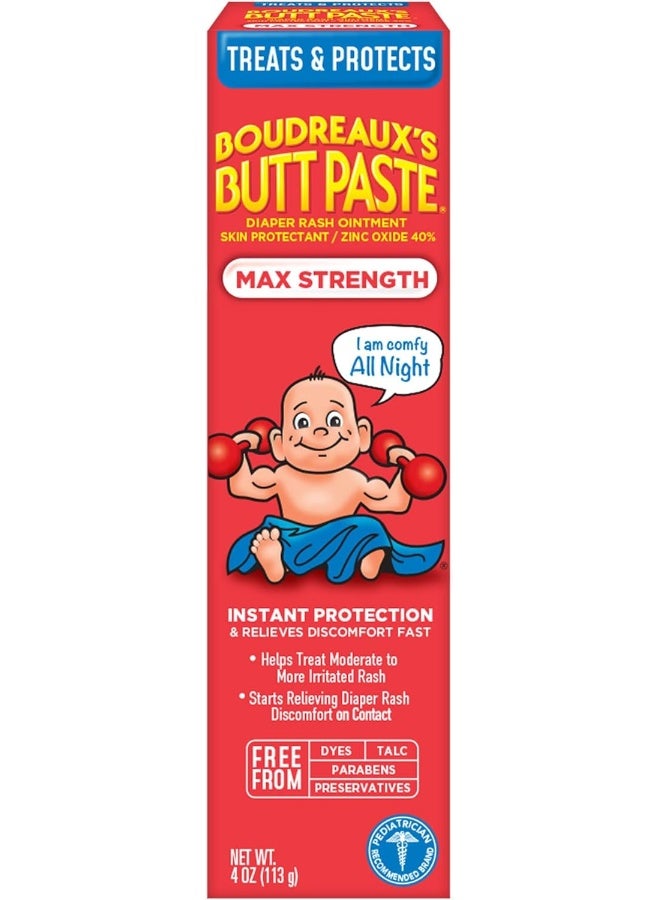 Boudreaux's Butt Paste مرهم بوردو لالتهابات الحفاضات | أقصى قوة | 4 أونصة - Image 2