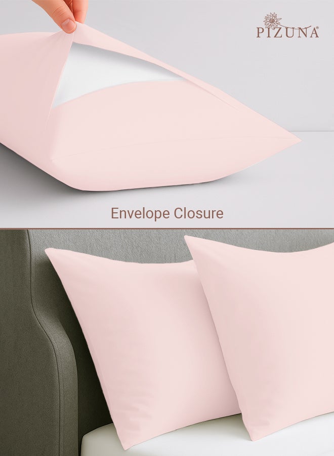 Pizuna Pure 100% Cotton Pillow Case 48 x 74 cm Light Pink, 400 Thread Count Soft Luxurious Long Staple Cotton Sateen Weave Pillow Cover (Cooling Pillowcase White- 2 PC) - Image 4