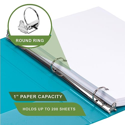 Samsill Plant-Based 1 Inch Durable Round Ring, Made in USA, View Binder, Eco-Friendly, USDA Certified Biobased, 2 Pack, Turquoise - Image 5