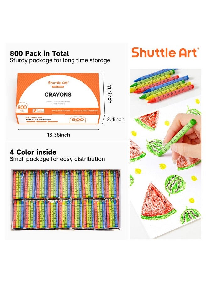 Shuttle Art مجموعة شتلت آرت من الأقلام الشمعية بالجملة - 200 عبوة من 4 ألوان متنوعة (إجمالي 800 قطعة)، أقلام شمعية غير سامة في عبوات فردية لم favors الحفلات، المطاعم، مستلزمات المدارس للمعلمين - Image 2