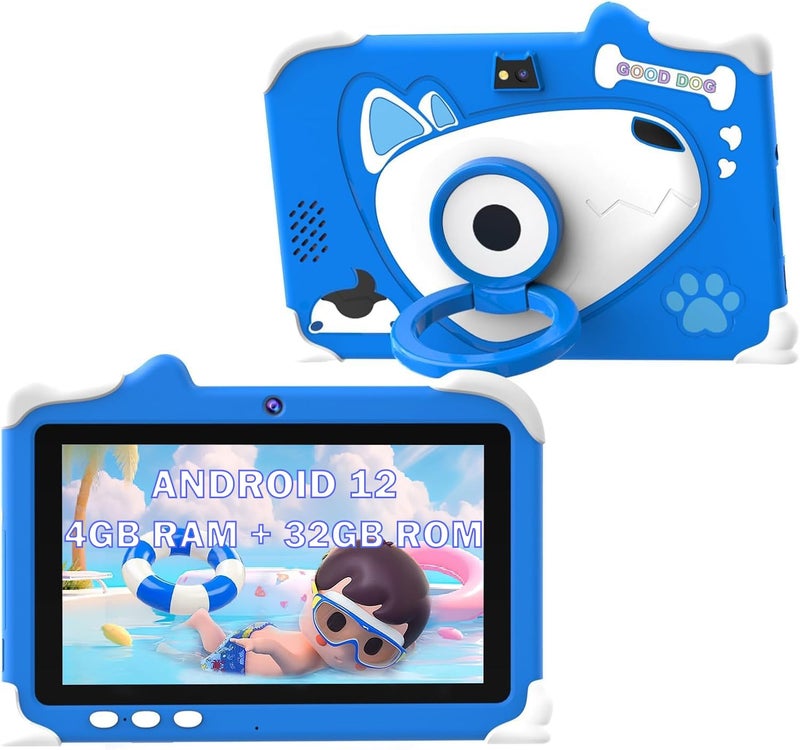 CASON 7 inch Kid Tablet for Study 5-12 Years Age,4GB+32GB Android Tab for Kids,Mini Tablet with Shockproof Case,FHD Eye Comfort Display,Parental Control, Games & Education for Boys, Girls (Blue) - Image 1