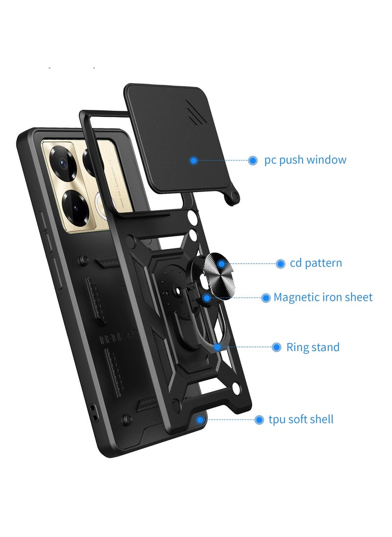 General For Infinix Note 40 Pro/40 Pro + 5G Sliding Camera Case, TPU + PC Creative Smooth Nail Sliding Window Holder Phone Case  - Image 2