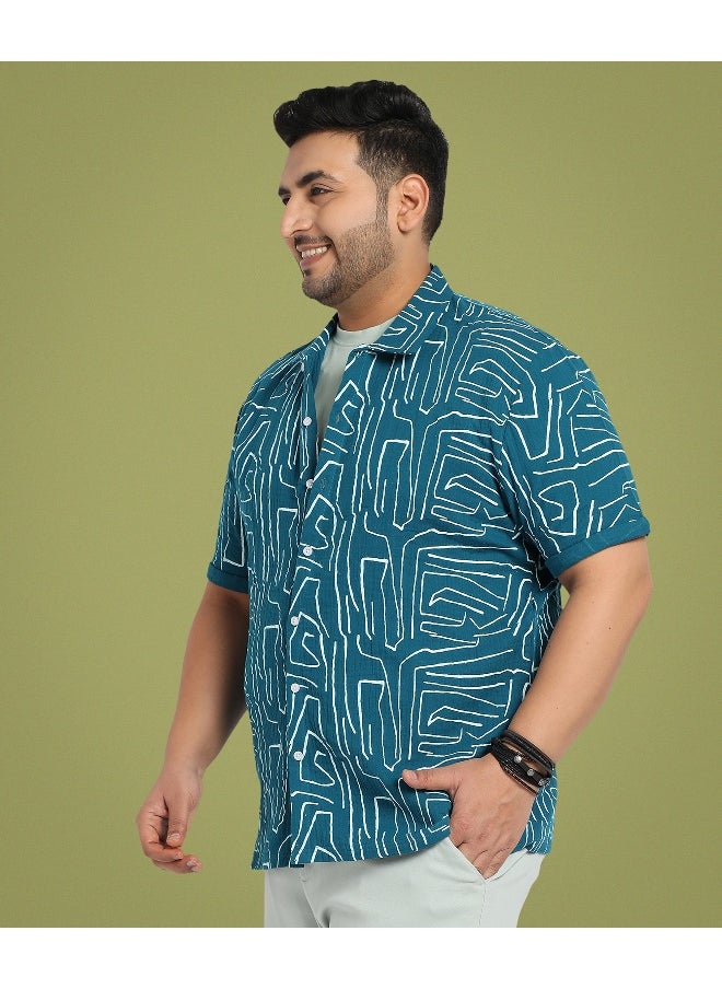 Men's Teal Blue Abstract Lines Print Shirt - pzsku/Z1B3362CB88B1E2C75117Z/45/_/1727685018/22a5037c-d444-4c59-8884-f127a9da1898