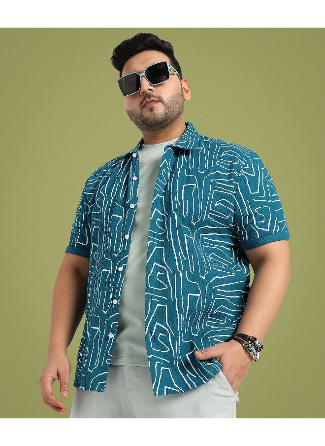 Men's Teal Blue Abstract Lines Print Shirt - pzsku/Z1B3362CB88B1E2C75117Z/45/_/1727685022/f8e5e61a-680a-4614-b966-480fbf0ef4ee