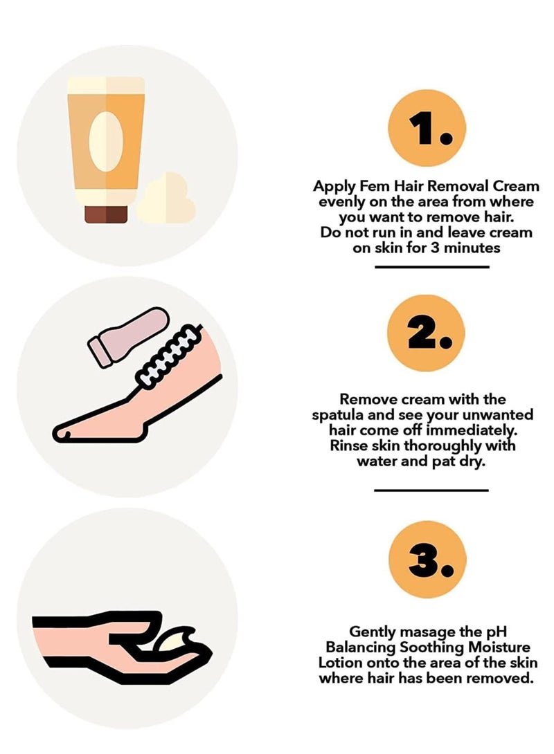 fem Hair Removal Cream with Sandal | For Softening Skin - 120g With pH Balancing Skin Care Lotion - Image 5