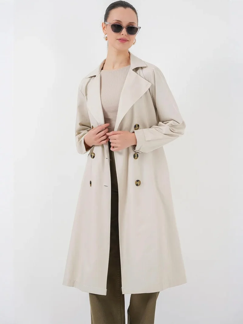 بيغ دارت معطف ترنش طويل بياقة مزدوجة من