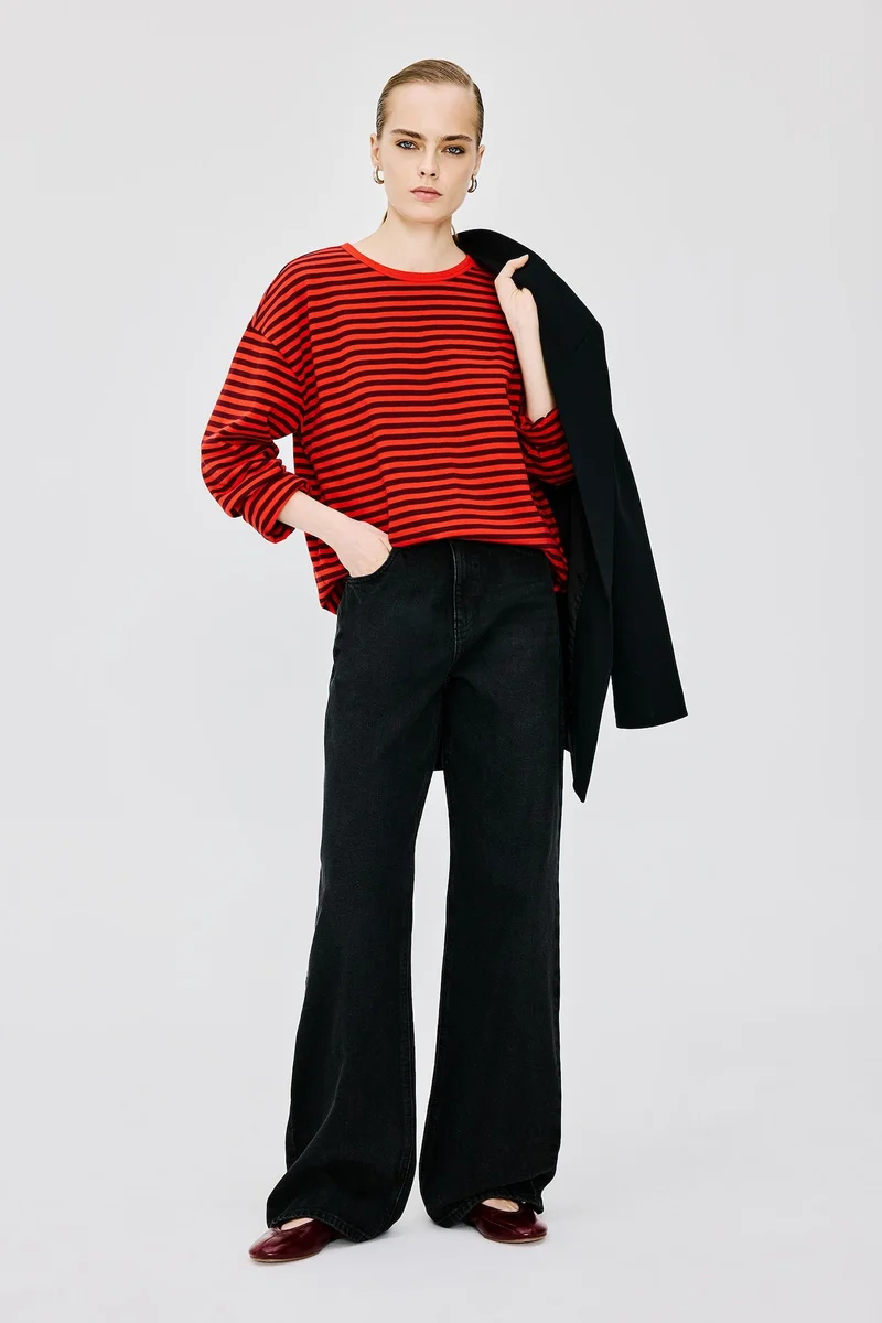 ديفاكتو Straight Wide Leg High Waist Jeans