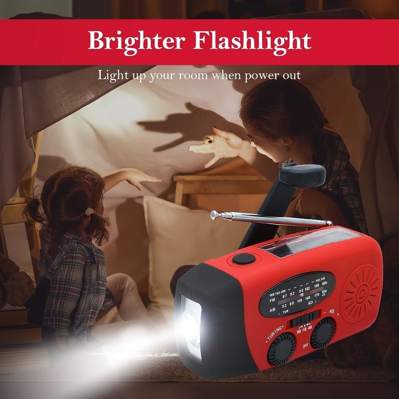 Solar Emergency Hand Crank Weather Radio Portable Self Powered Noaa Am Fm Radios With Led Flashlight 2000mah Smart Phone Usb Charger For Camping Blue - Image 1