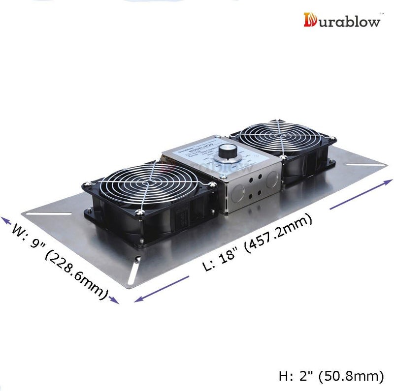 Durablow 220 CFM Air-Out Stainless Steel Crawl Space Vent Fan, Dual Fans with Dehumidistat & Thermostat, Foundation Vent, Radon Mitigation, for Crawl Space, Basement (Stainless Steel 430, M2D-S430) - Image 3