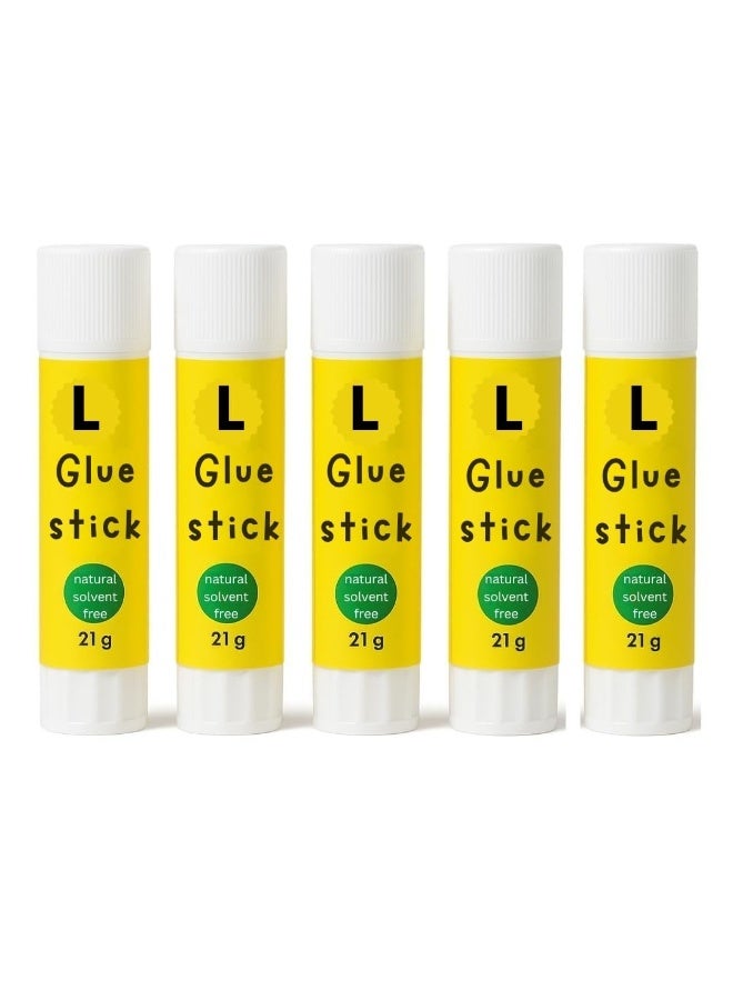 لوكاداه عبوة من 5 أعواد غراء، وزنها 21 غرامًا - غير سامة، قابلة للغسل، وخالية من الأحماض، مناسبة للمدرسة والمكتب والأطفال ولوازم الحرف اليدوية والمشاريع اليدوية والقصاصات والورق والكرتون والفنون - أعواد غراء خالية من المذيبات - Image 1